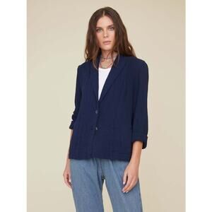 Xirena Cullen Jacket Cotton Gauze Sz S Navy Blue Lagenlook Coastal Minimalist